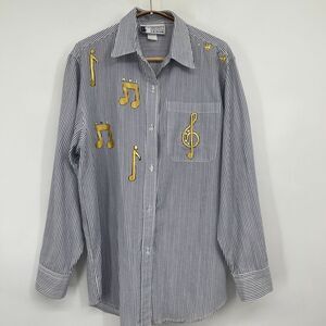 Infinity Fashion Women’s Shirt Embroidered Musical notes rhinestones